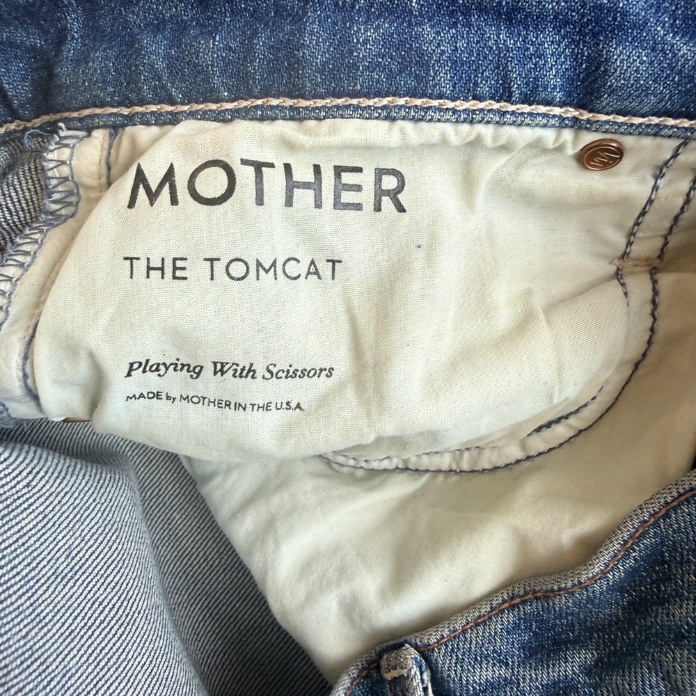 MOTHER Tomcat High-Rise Destroyed Jeans - Medium Blue - Picture 4 of 7
